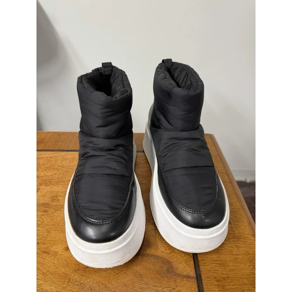 ASH Women's 7 7.5 38 Maxi Bis Platform Boots Puffy Quilted Leather pull-on Black